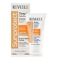 Солнцезащитный крем для лица Светлый оттенок SPF50+, Sunprotect Tinted face cream spf 50+, Revuele, 50 мл