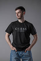 Мужская футболка Guess черная повседневная Гесс хлопковая на лето