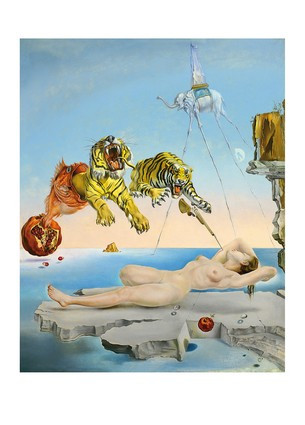 Листівка Salvador Dali - Dream Caused by the Flight of a Bumblebee around a Pomegranate a Second Before Awaken