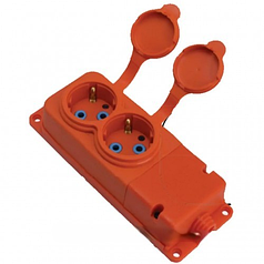 Колодка каучукова Horoz 2 гнізда з заземленням помаранчева 221-000-201
