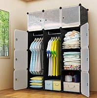 Пластиковый шкаф органайзер для белья и одежды MP-62А Сборной модульный шкаф для вещей в спальню 110х37х146см