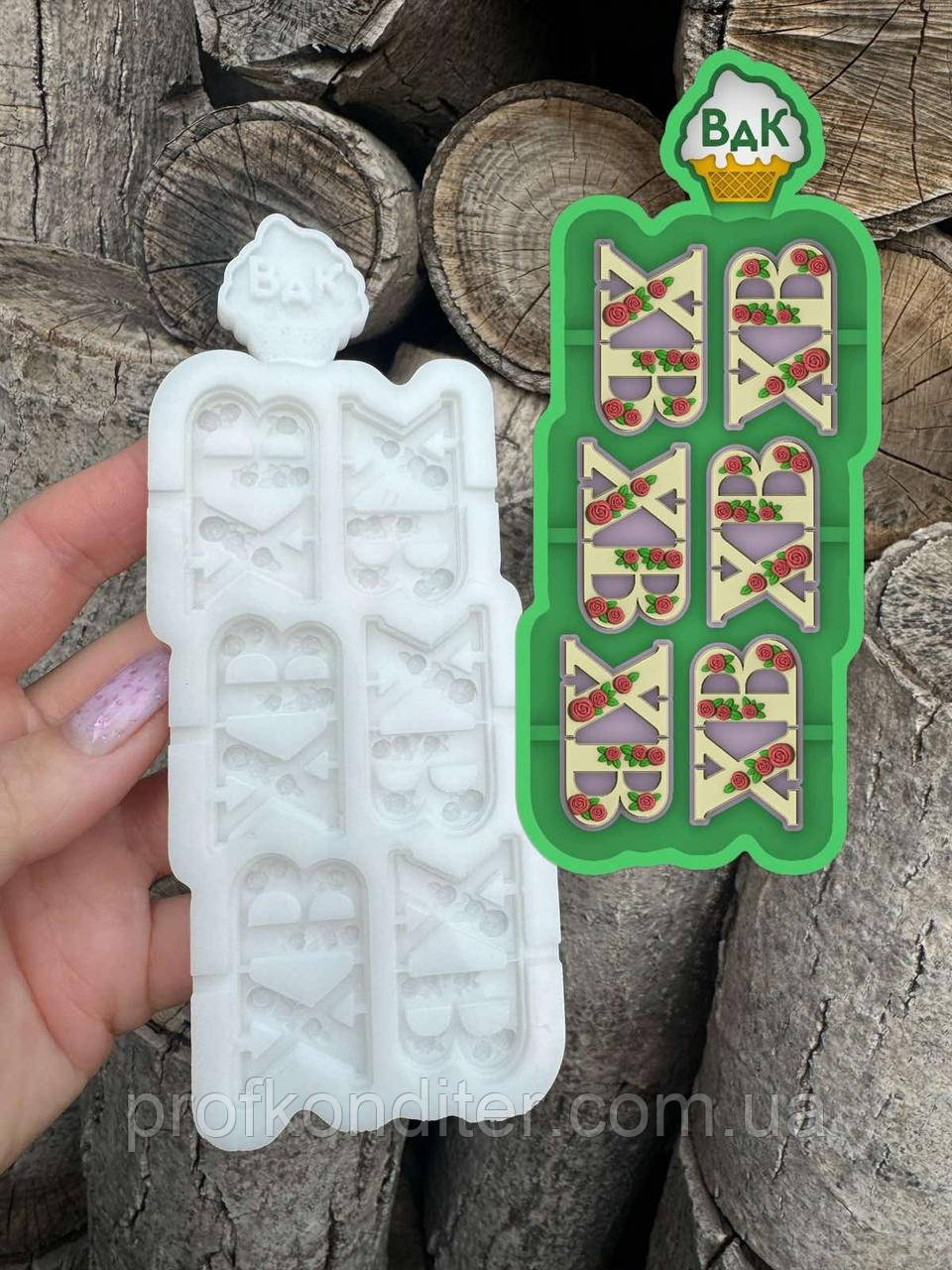 Ексклюзив. Силіконовий молд для шоколаду, мастіки, карамелі та ін "Набір ХВ з квітами під шпажку", фото 1