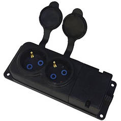 Колодка каучукова Horoz 2 гнізда з заземленням чорна 220-000-201