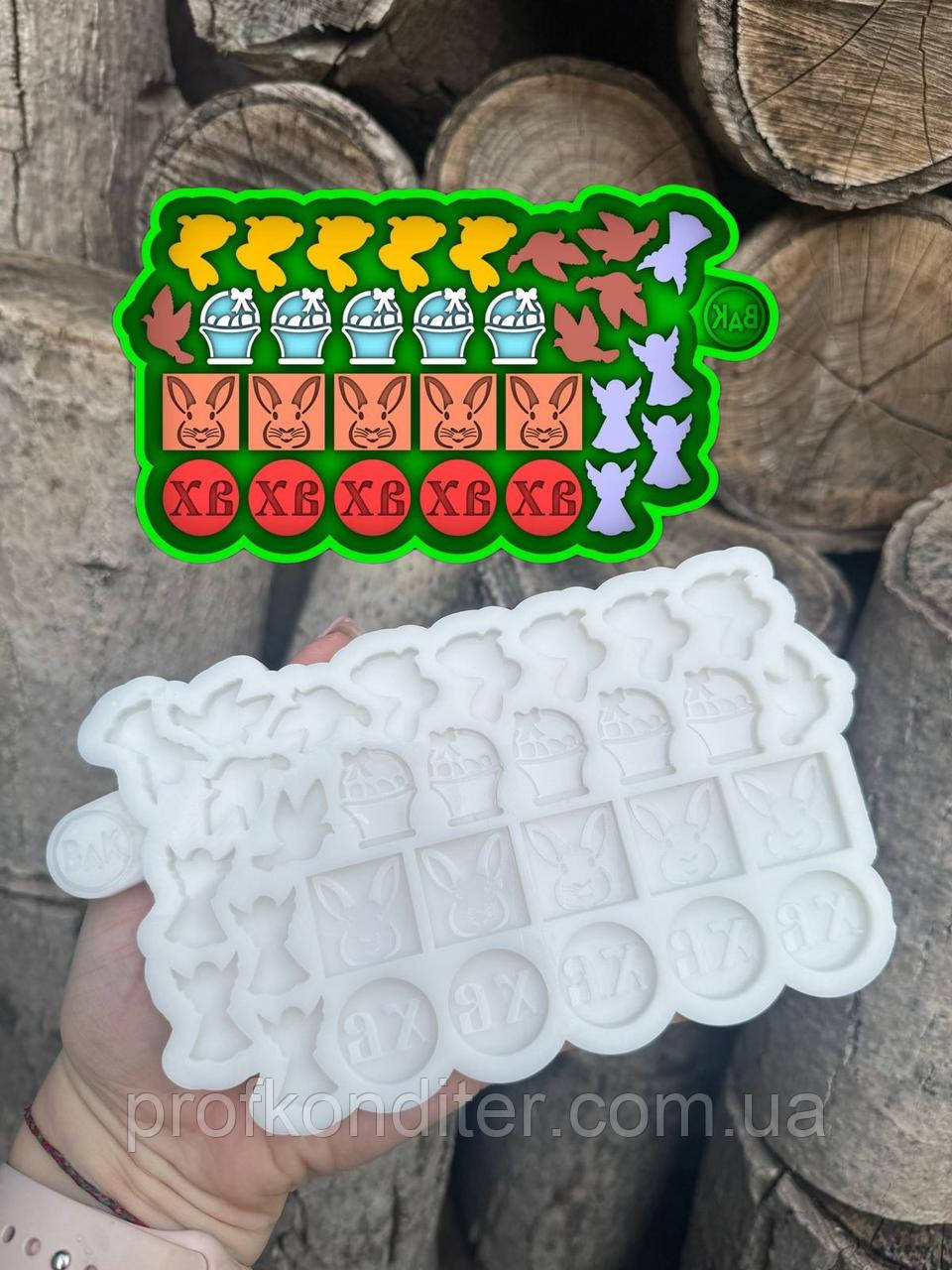 Ексклюзив. Силіконовий молд для шоколаду, мастіки, карамелі та ін "Набір МІНІ ПАСХАЛЬНОГО ДЕКОРУ", фото 1