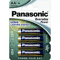 Пальчиковые щелочные батарейки Panasonic Alkaline Power АА / LR6, 1.5V. 4 шт. в блистере.