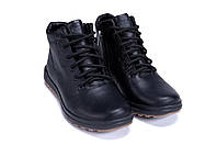 Мужские зимние кожаные ботинки черные с мехом