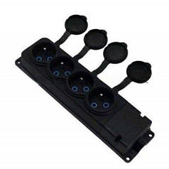 Колодка каучукова Horoz 4 гнізда з заземленням чорна 220-000-401