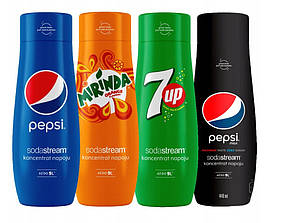 Набір сиропів SodaStream з 4 штук Pepsi, Mirinda, 7up, Pepsi Max