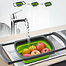Складаний силіконовий друшляк з висувними ручками для раковини — компактний кухонний аксесуар для миття та зливу, фото 4