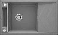 Deante Мойка кухонная Magnetic, гранит, прямоуг., с крылом, 820х500х219мм, чаша - 1, накладная, серый Zruchno