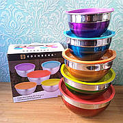 Набір мисок із неіржавкої сталі з кришками 5 шт. <unk> Миска з неіржавкої сталі <unk> Набір тарілок<unk> набір салатниць