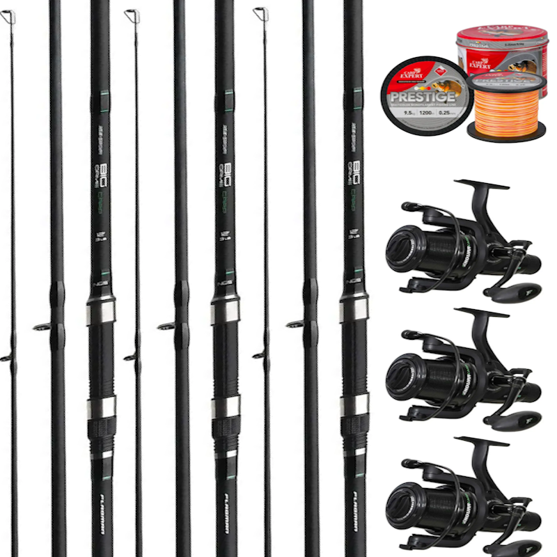 Набір короповий (Вудилище Flagman Sensor Big Game Carp 3.9м 3х + катушка Flagman Endura Carp 8000 FS 3х + Леска)