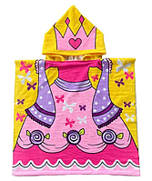 Полотенце пончо с капюшоном Принцесса 60х60 см, Детское банное полотенце KASPI