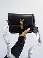 Сумка з натуральной кожи с эмблемой YSL Ив Сен Лоран, сумка с ремешком