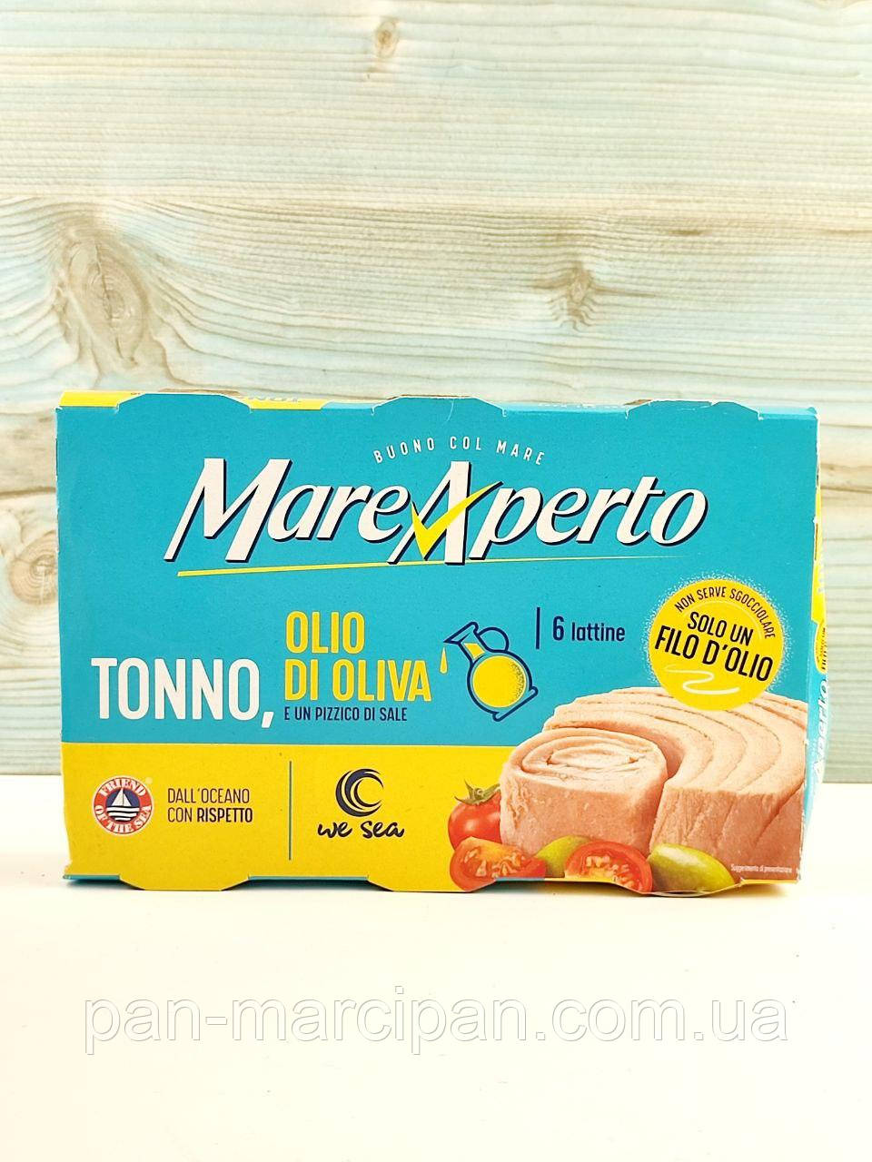 Консервований тунець в оливковій олії MareAperto 6х60г Італія, фото 1