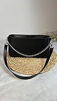 Модная кожаная сумка женская черная гладкая с ремешком на цепочке, качественные женские сумки разных цветов