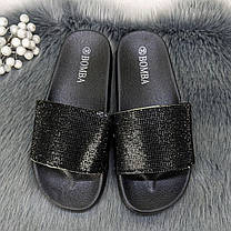 Шльопанці жіночі зі стразами Bomba чорні 2293, фото 4