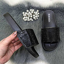 Шльопанці жіночі зі стразами Bomba чорні 2293, фото 5