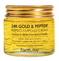 Антивіковий крем для обличчя із золотом та пептидами Farm Stay 24K Gold & Peptide Perfect Ampoule Cream