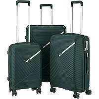 2E Набор пластиковых чемоданов, SIGMA,(L+M+S), 4 колеса, изумрудный Zruchno и Экономно