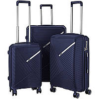 2E Набор пластиковых чемоданов, SIGMA,(L+M+S), 4 колеса, тёмно-синий Zruchno и Экономно