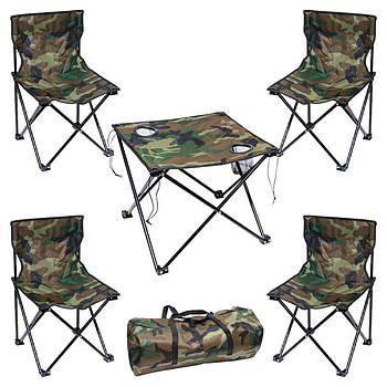 Набір з розкладним квадратним столом та 4 стільці в сумці для перенесення YB-3103 Туристичний стіл та стільці