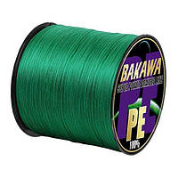 Плетеный шнур для рыбалки BAKAWA 300М Х4 0.4# (0.09 мм, 10 lb, 4,6 kg), 4 нити, зеленый