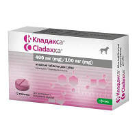 Жувальні таблетки для котів та собак 30-80 кг KRKA Кладакса 500 мг (400мг/100мг) 12 табл.