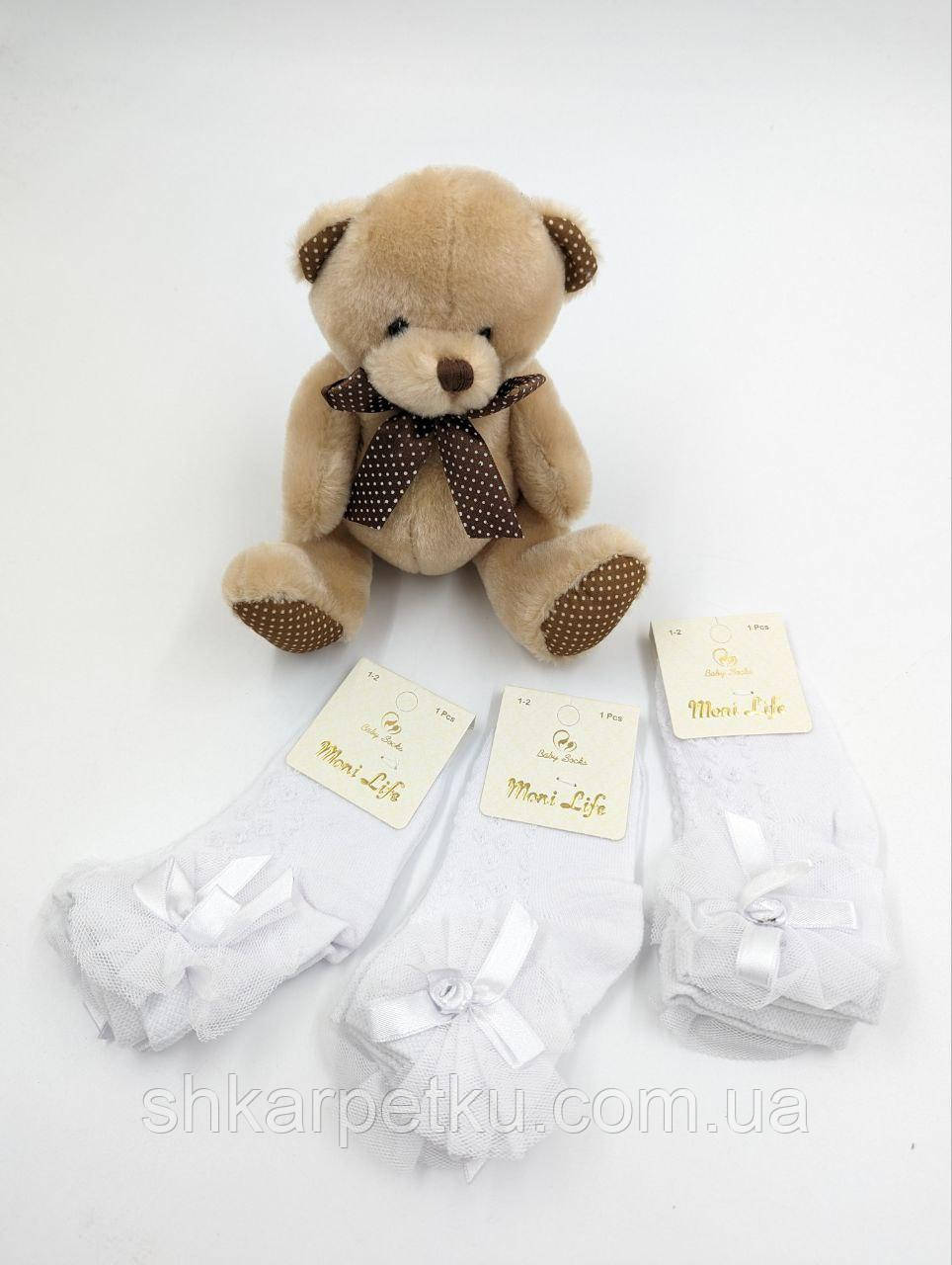 Дитячі шкарпетки Moni Life для дівчаток, бавовняні ажурні з бантиком 6 пар/уп. білі, фото 1