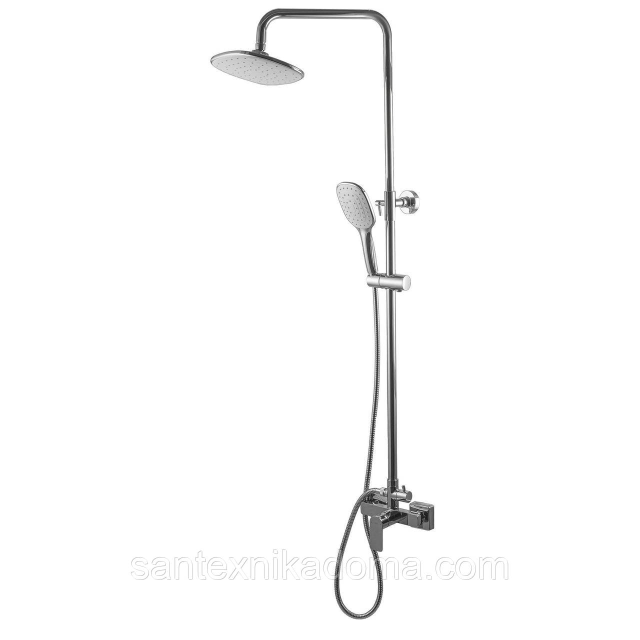 Душова система TOPAZ SARDINIA TS 08702-H19 лійка тропік 24х19 см змішувач без виливу латунь, фото 1