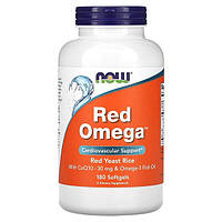 Now Foods, Red Omega (180 капс.), красный рис с омега-3 и коэнзимом Q10