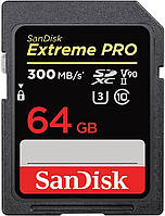 SanDisk Карта памяти 64GB SDXC C10 UHS-II U3 V90 R300/W260MB/s Extreme Pro Zruchno и Экономно