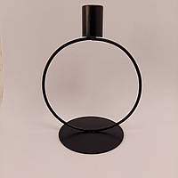 Підсвічник металевий  на круглій ніжці мінімалістичний дизайн чорний
