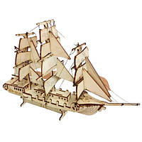 Конструктор WoodCraft парусный корабль из дерева 28х8х23см