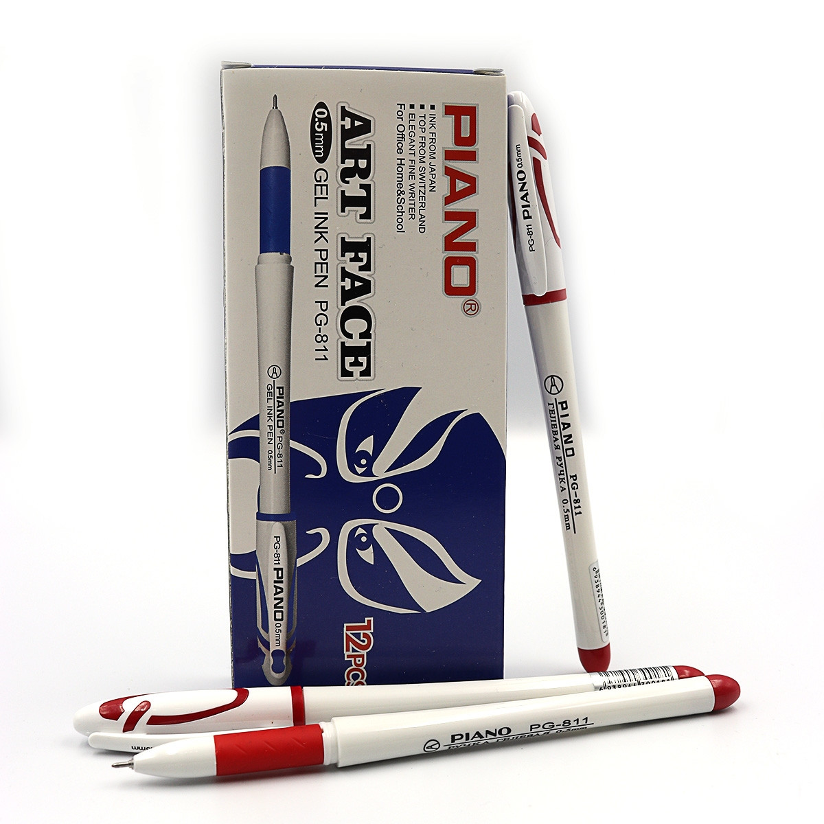 Ручка гелева "Piano" 0,5 мм, червона, грип, 12 шт/етик.