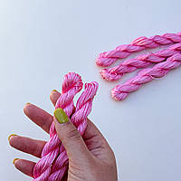 Нейлоновый шнур розовый 1 мм 20м для браслетов Шамбала, украшений, макраме, нитки нейлонные