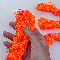 Нейлоновый шнур оранжевый неон 1мм 20м для браслетов Шамбала, украшений, макраме, нитки нейлонные