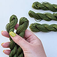 Нейлоновый шнур хаки 1мм 20м для браслетов, украшений, макраме, нитки зеленые для макраме
