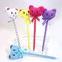 Ручка кулькова М'яка насадка "Звірятка" сін.