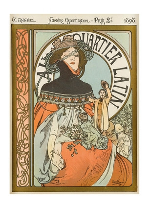 Листівка Alphonse Mucha - Au Quartier Latin