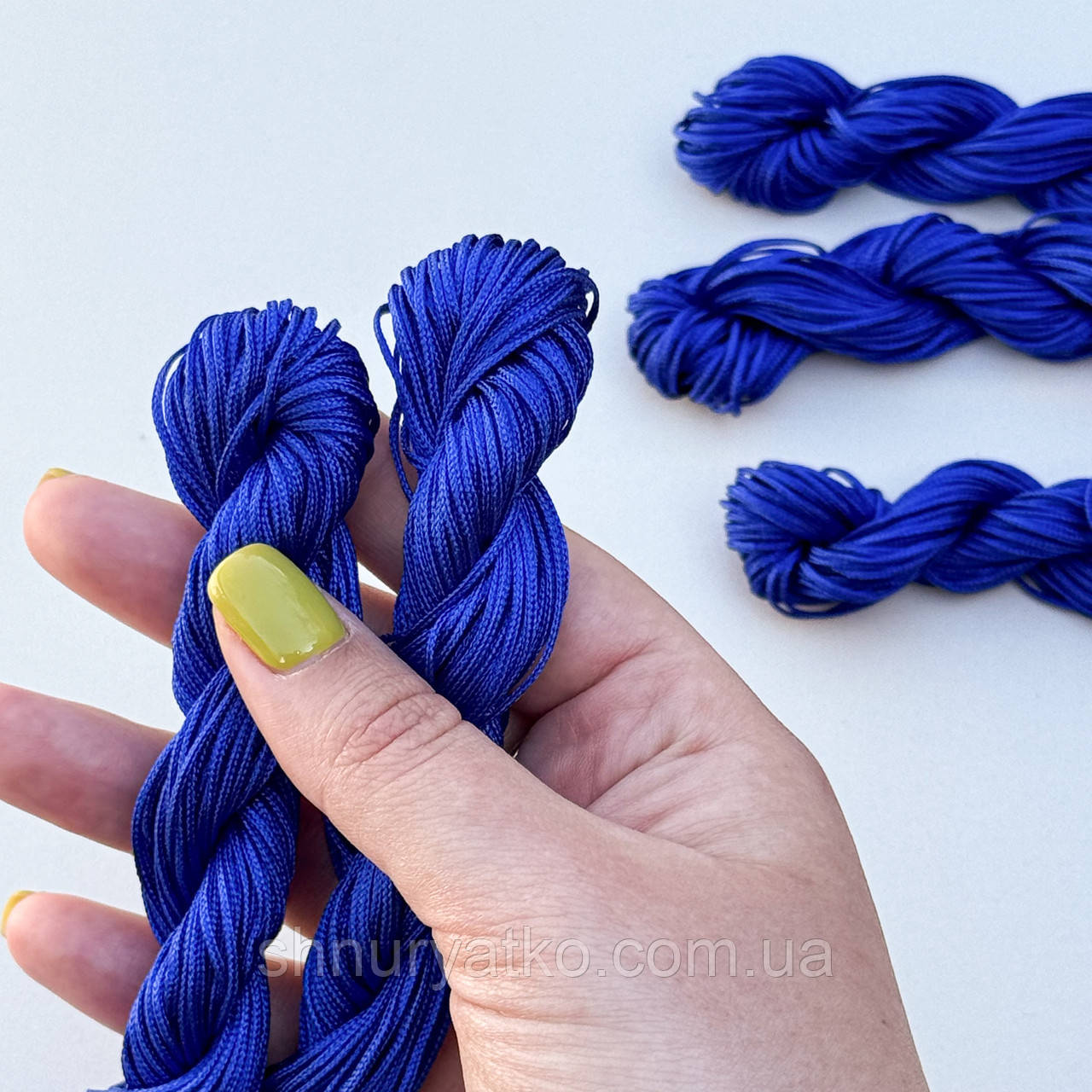 Нейлоновий шнур електрік 1мм 20м для браслета Шамбала, прикрас, нитки сині для макраме
