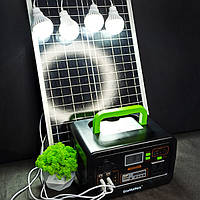 😎Система автономного освітлення/Портативна зарядна станція EcoMatters 27000 mAh, сонячна панель, 4 лампи