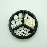 Таблетниця на 3 відділення, кругла, знак радиції, чорна, фото 6