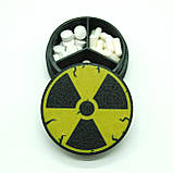 Таблетниця на 3 відділення, кругла, знак радиції, чорна, фото 4