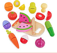 Деревянный игровой набор «Фрукты-овощи половинки на липучках» Battat (26 эл.) B. toys - Vegetables Fruits