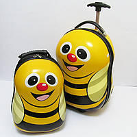 Набір: чемодан дитячі матраци на 2 колесах + рюкзак "Бджілка" 17" (1929)