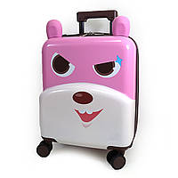 Чемодан детский на 4 колесах "Злой песик" 18" (мягкие уши)