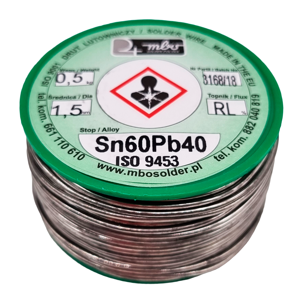 Припій ПОС-60 Sn60Pb40 Ф1,5мм з флюсом (припій олов'яно-свинцевий, 0,5 кг катушка), фото 1