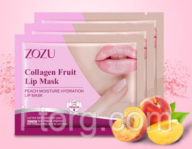Патчі для губ ZOZU Collagen fruit mask з екстрактом персика, 8 г., фото 1