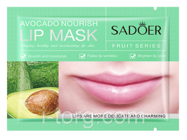 Патчі гідрогелеві для губ з екстрактом авокадо SADOER Avocado Nourish Lip Mask, 8 г.